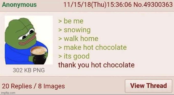 hot cocoa>drugs | made w/ Imgflip meme maker