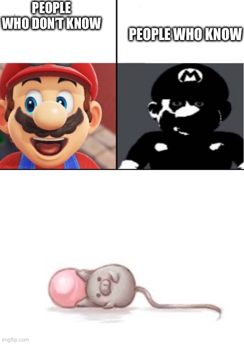 Do you know? | PEOPLE WHO DON’T KNOW; PEOPLE WHO KNOW | image tagged in happy mario vs dark mario | made w/ Imgflip meme maker