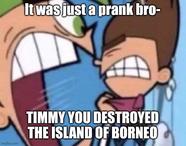 R I P Brunei January 1 1984- February 18th 2008 | It was just a prank bro-; TIMMY YOU DESTROYED THE ISLAND OF BORNEO | image tagged in malaysia,indonesia,brunei | made w/ Imgflip meme maker