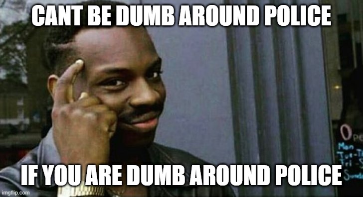 Idiots around police | CANT BE DUMB AROUND POLICE; IF YOU ARE DUMB AROUND POLICE | image tagged in you can't x if you x | made w/ Imgflip meme maker