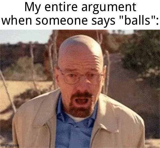 Walter White | My entire argument when someone says "balls": | image tagged in walter white | made w/ Imgflip meme maker