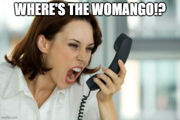 Angry woman | WHERE'S THE WOMANGO!? | image tagged in angry woman | made w/ Imgflip meme maker