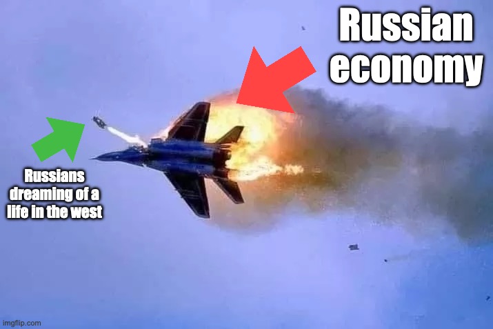 The Russian Dream | Russian economy; Russians dreaming of a life in the west | image tagged in russia,ruble,collapse,ukraine war | made w/ Imgflip meme maker