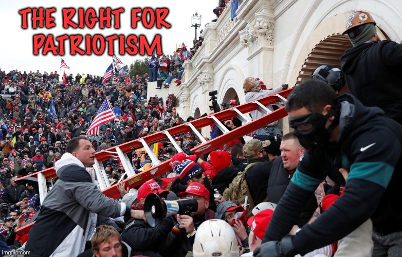 Qanon - Insurrection - Trump riot - sedition | THE RIGHT FOR
 PATRIOTISM | image tagged in qanon - insurrection - trump riot - sedition | made w/ Imgflip meme maker