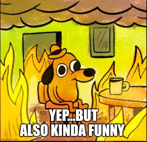 This is fine | YEP...BUT ALSO KINDA FUNNY | image tagged in this is fine | made w/ Imgflip meme maker