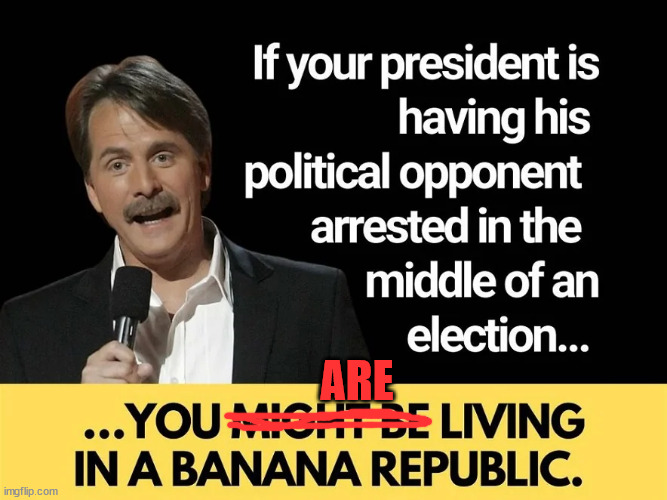 Ain't no might in that... | ARE | image tagged in america,banana,republic | made w/ Imgflip meme maker