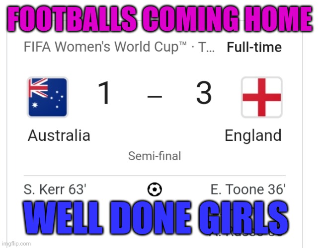 FOOTBALLS COMING HOME | FOOTBALLS COMING HOME; WELL DONE GIRLS | image tagged in football,sports | made w/ Imgflip meme maker