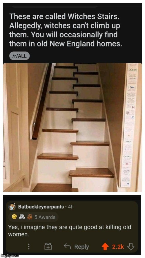 #3,238 | image tagged in comments,cursed,stairs,old women,dark humor,death | made w/ Imgflip meme maker