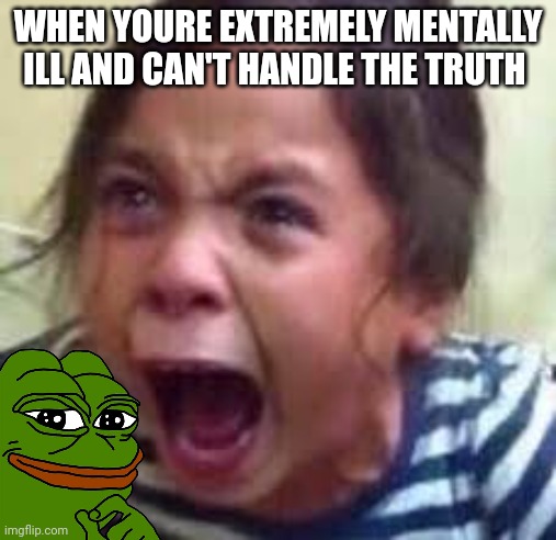 pepe | WHEN YOURE EXTREMELY MENTALLY ILL AND CAN'T HANDLE THE TRUTH | image tagged in pepe the frog | made w/ Imgflip meme maker