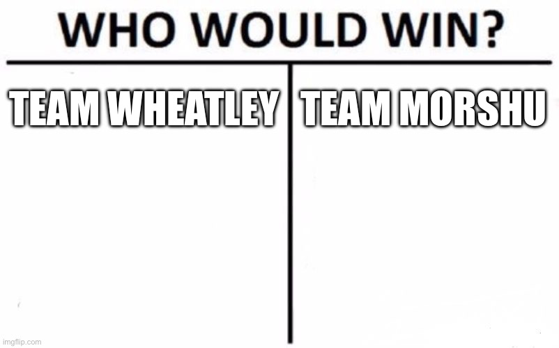 IDRC either way but what is going on between the two | TEAM WHEATLEY; TEAM MORSHU | image tagged in memes,who would win,team wheatley,team morshu | made w/ Imgflip meme maker