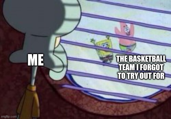 ME; THE BASKETBALL TEAM I FORGOT TO TRY OUT FOR | image tagged in true story | made w/ Imgflip meme maker