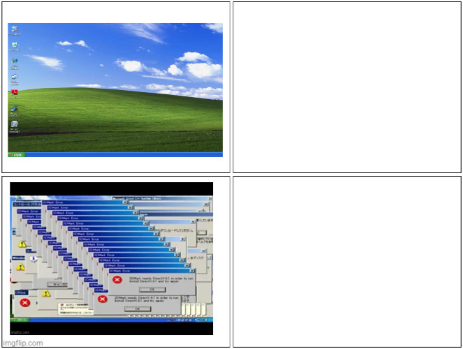 Windows XP normal vs error desktop Blank Meme Template