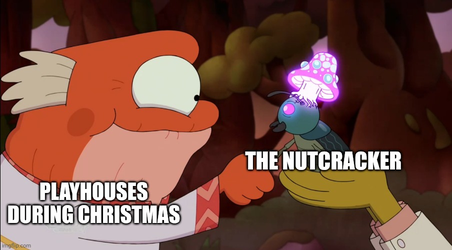 I've never seen the nutcracker | THE NUTCRACKER; PLAYHOUSES DURING CHRISTMAS | image tagged in a truce | made w/ Imgflip meme maker