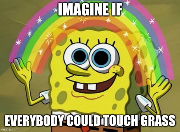 ahhhhhhhhhhhhhhhh | IMAGINE IF; EVERYBODY COULD TOUCH GRASS | image tagged in memes,imagination spongebob | made w/ Imgflip meme maker