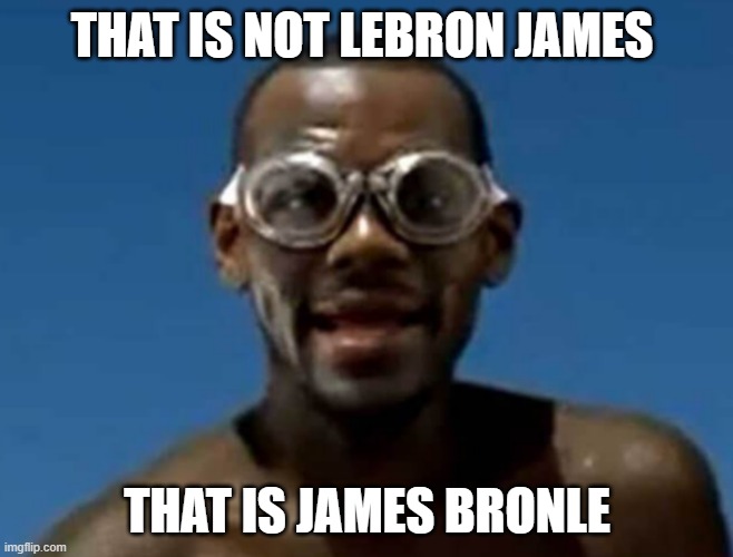 James bronle | THAT IS NOT LEBRON JAMES; THAT IS JAMES BRONLE | image tagged in lebron james swimming | made w/ Imgflip meme maker