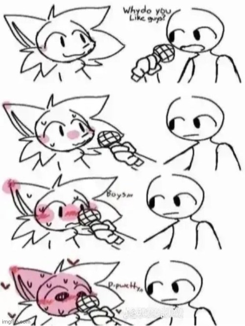 I love how the guy with mic is getting closer to the fur | made w/ Imgflip meme maker