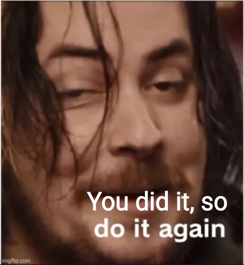 Do it again | You did it, so | image tagged in do it again | made w/ Imgflip meme maker