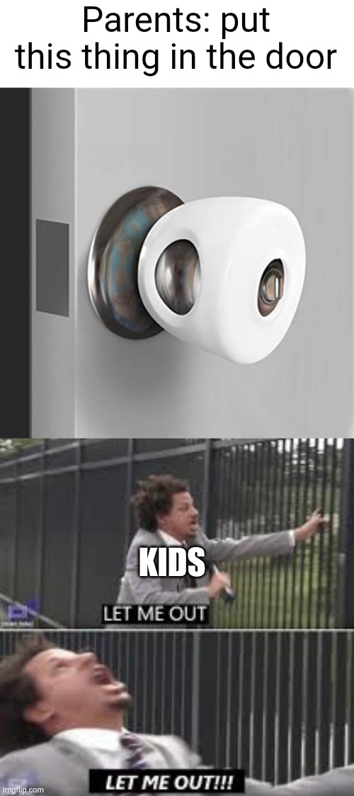 This thing made my room a prison when I was little | Parents: put this thing in the door; KIDS | image tagged in let me out,parents,so true,funny,relatable,prison | made w/ Imgflip meme maker