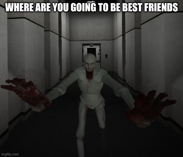 SCP 096 | WHERE ARE YOU GOING TO BE BEST FRIENDS | image tagged in scp 096 | made w/ Imgflip meme maker