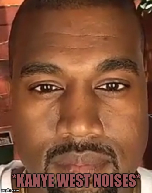Kanye West Stare | *KANYE WEST NOISES* | image tagged in kanye west stare | made w/ Imgflip meme maker