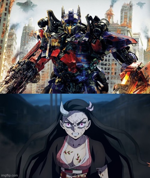 Optimus Prime and Nezuko | image tagged in transformers,demon slayer | made w/ Imgflip meme maker