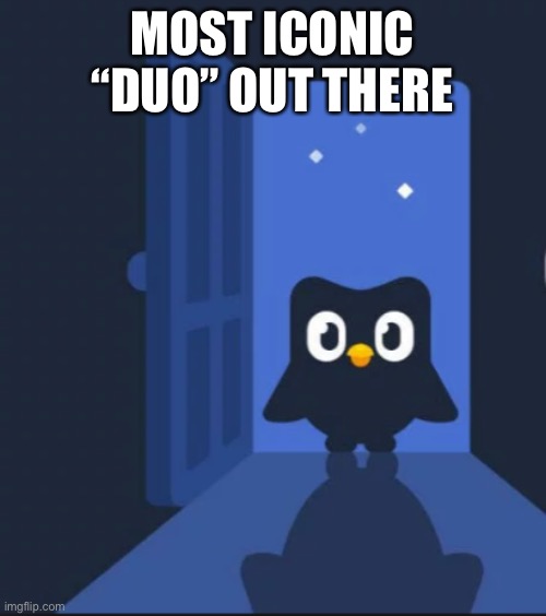 Duolingo bird | MOST ICONIC “DUO” OUT THERE | image tagged in duolingo bird | made w/ Imgflip meme maker