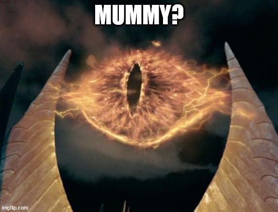 eye of sauron | MUMMY? | image tagged in eye of sauron | made w/ Imgflip meme maker