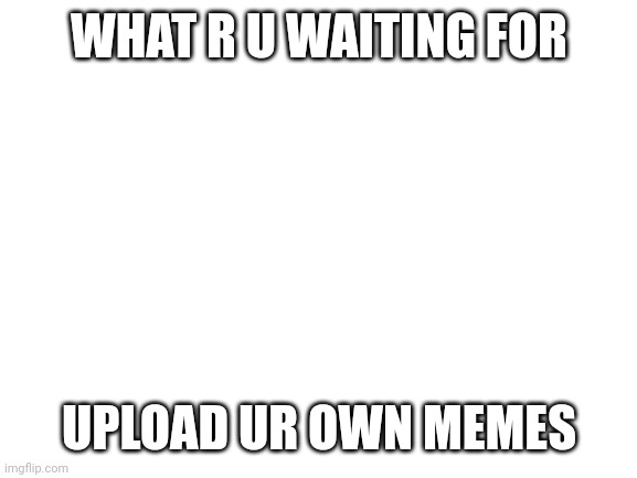 Blank White Template | WHAT R U WAITING FOR; UPLOAD UR OWN MEMES | image tagged in blank white template | made w/ Imgflip meme maker
