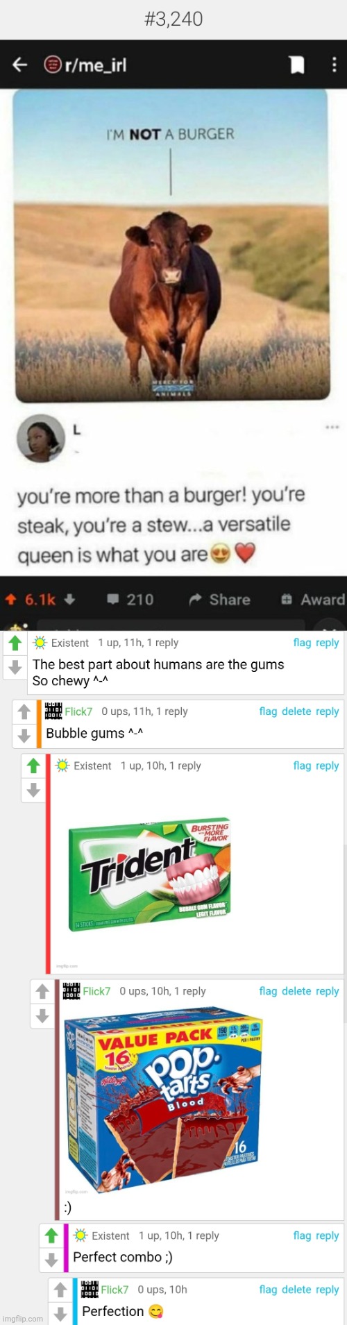 #3,246 | image tagged in comments,cursed,humans,cannibalism,gums,pop tarts | made w/ Imgflip meme maker