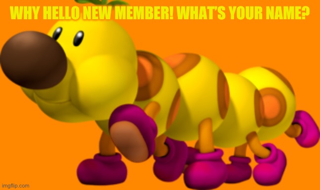 Wiggler | WHY HELLO NEW MEMBER! WHAT’S YOUR NAME? | image tagged in wiggler | made w/ Imgflip meme maker