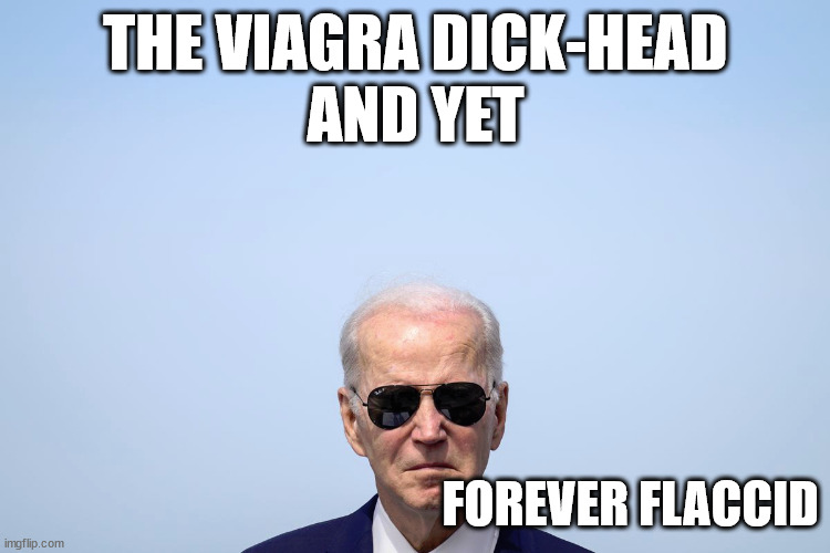 THE VIAGRA DICK-HEAD
AND YET; FOREVER FLACCID | image tagged in sloppy joe | made w/ Imgflip meme maker