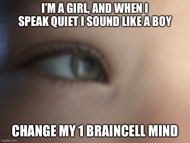 I’M A GIRL, AND WHEN I SPEAK QUIET I SOUND LIKE A BOY CHANGE MY 1 BRAINCELL MIND | made w/ Imgflip meme maker