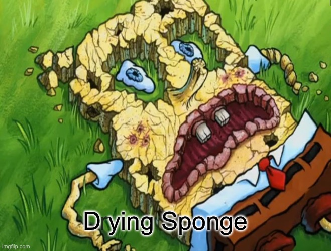 D(r)ying Sponge | D ying Sponge; r | image tagged in spongebob dry | made w/ Imgflip meme maker