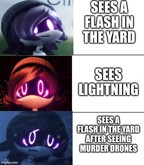 Uzi's fright level | SEES A FLASH IN THE YARD; SEES LIGHTNING; SEES A FLASH IN THE YARD AFTER SEEING MURDER DRONES | image tagged in uzi's fright level | made w/ Imgflip meme maker