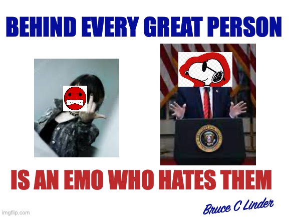 You have not lived up to my standards | BEHIND EVERY GREAT PERSON; IS AN EMO WHO HATES THEM; Bruce C Linder | image tagged in emo,envy,success,greatness,joe cool | made w/ Imgflip meme maker