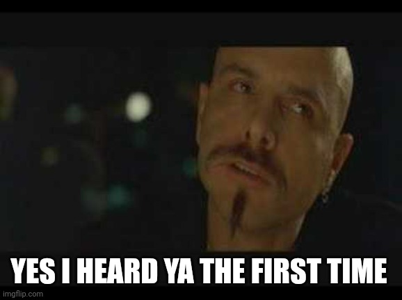 Cypher Ignorance Is Bliss | YES I HEARD YA THE FIRST TIME | image tagged in cypher ignorance is bliss | made w/ Imgflip meme maker