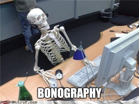 Bonography | BONOGRAPHY | image tagged in waiting skeleton,bonography | made w/ Imgflip meme maker