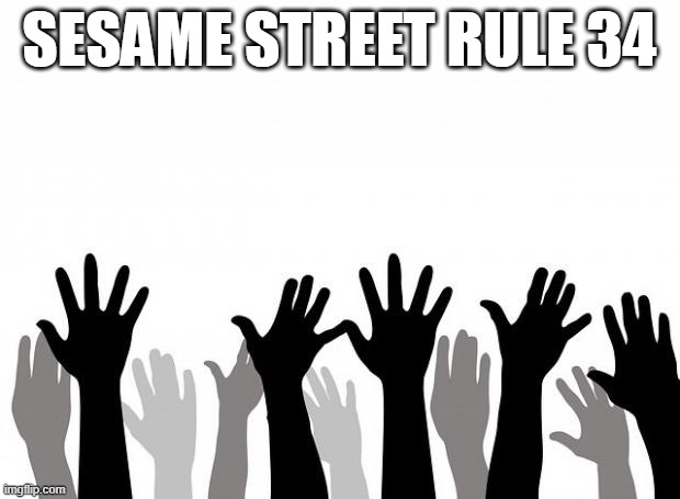 Hands up.   | SESAME STREET RULE 34 | image tagged in hands up | made w/ Imgflip meme maker