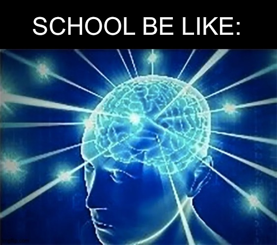 SCHOOL BE LIKE: | image tagged in school,galaxy brain | made w/ Imgflip meme maker
