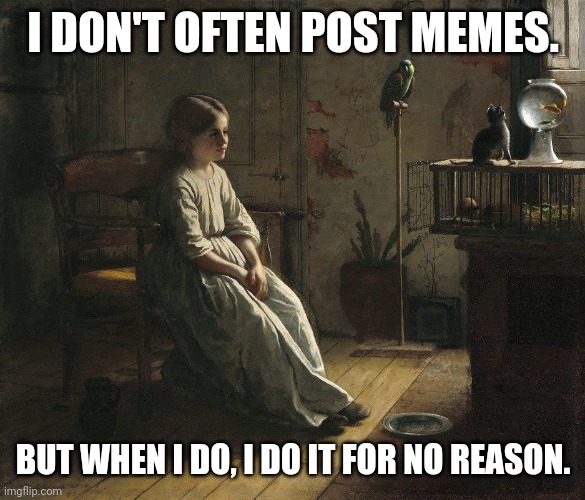 Loneliness | I DON'T OFTEN POST MEMES. BUT WHEN I DO, I DO IT FOR NO REASON. | image tagged in lonely,sadness,waste of time | made w/ Imgflip meme maker