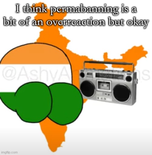 Indian cake | I think permabanning is a bit of an overreaction but okay | image tagged in indian cake | made w/ Imgflip meme maker