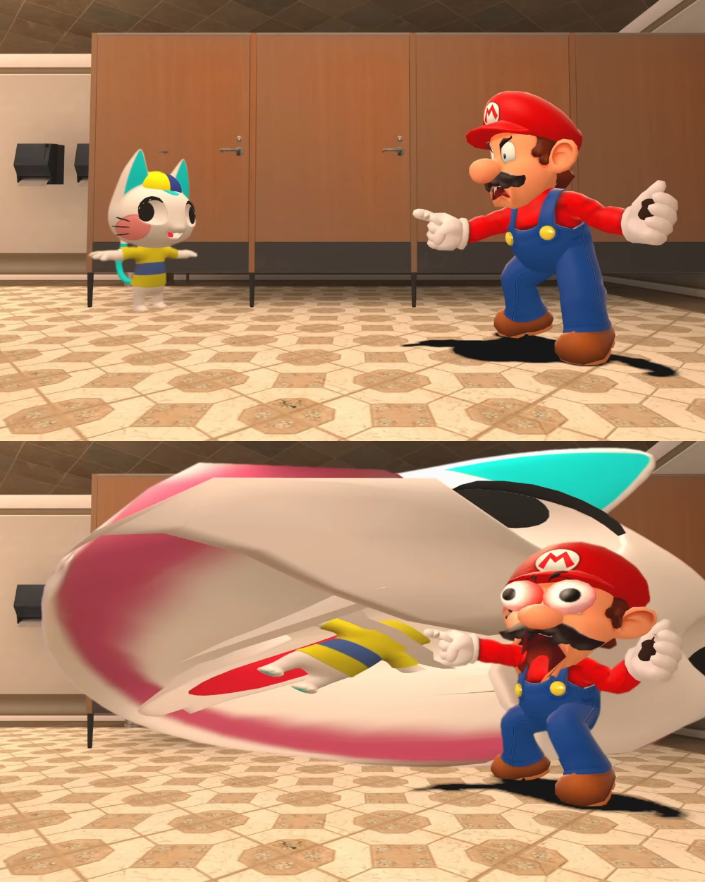 High Quality Mario Gets Eaten Blank Meme Template