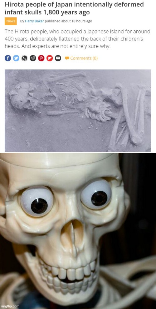 Deformed skulls | image tagged in scared spookieton,infant,skulls,science,memes,heads | made w/ Imgflip meme maker