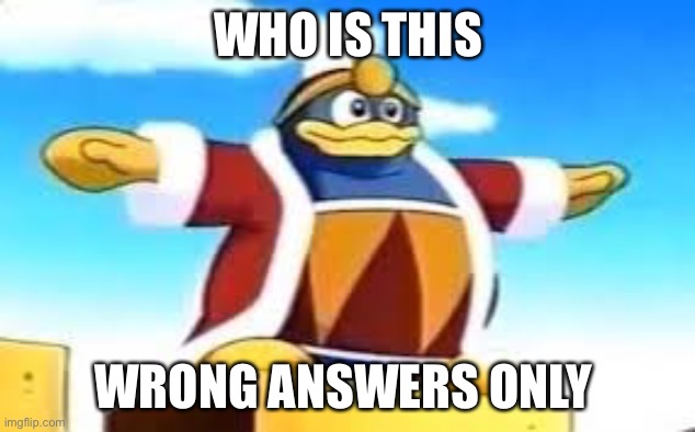 King Dedede Tpose | WHO IS THIS; WRONG ANSWERS ONLY | image tagged in king dedede tpose | made w/ Imgflip meme maker