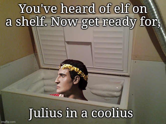 freezer | You've heard of elf on a shelf. Now get ready for, Julius in a coolius | image tagged in freezer | made w/ Imgflip meme maker