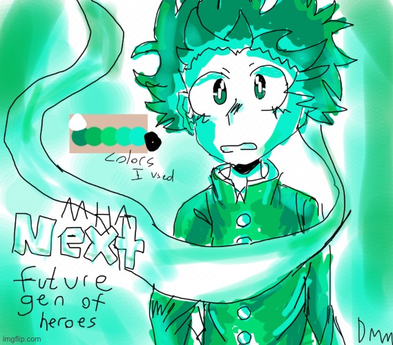 Deku with the palette I used. | image tagged in for a contest,contest,mha,deku,drawing | made w/ Imgflip meme maker