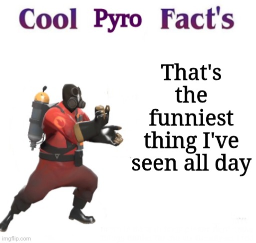 cooler pyro facts | That's the funniest thing I've seen all day | image tagged in cooler pyro facts | made w/ Imgflip meme maker