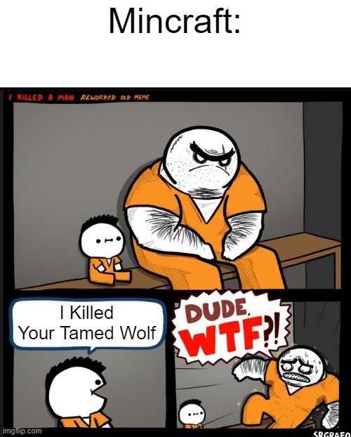 We All Know That Feeling | Mincraft:; I Killed Your Tamed Wolf | image tagged in srgrafo dude wtf,minecraft | made w/ Imgflip meme maker