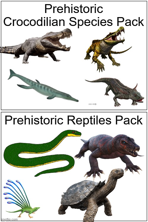 Blank Comic Panel 1x2 Meme | Prehistoric Crocodilian Species Pack Prehistoric Reptiles Pack | image tagged in memes,blank comic panel 1x2 | made w/ Imgflip meme maker