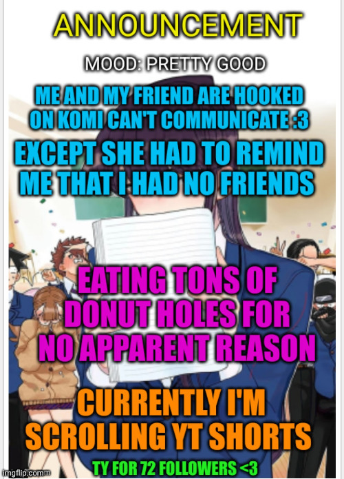 feeling decent ngl | image tagged in anime,announcement | made w/ Imgflip meme maker